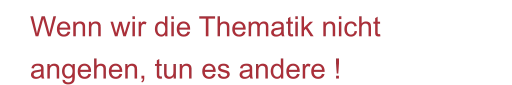 Wenn wir die Thematik nicht angehen, tun es andere !